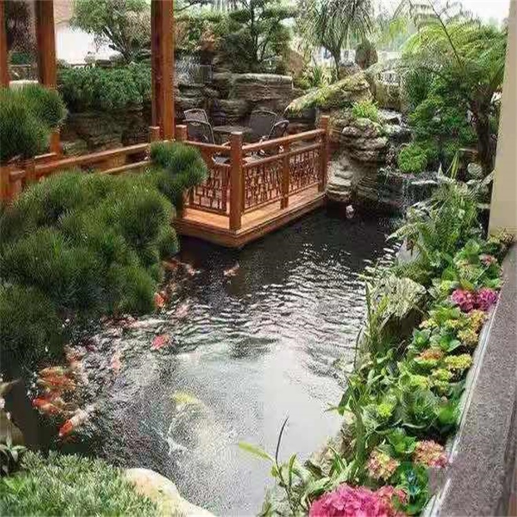 靖江庭院设计鱼池假山建造图
